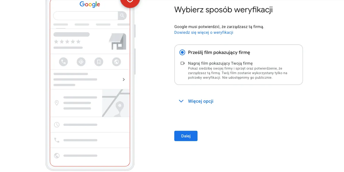 Wybór sposobu weryfikacji